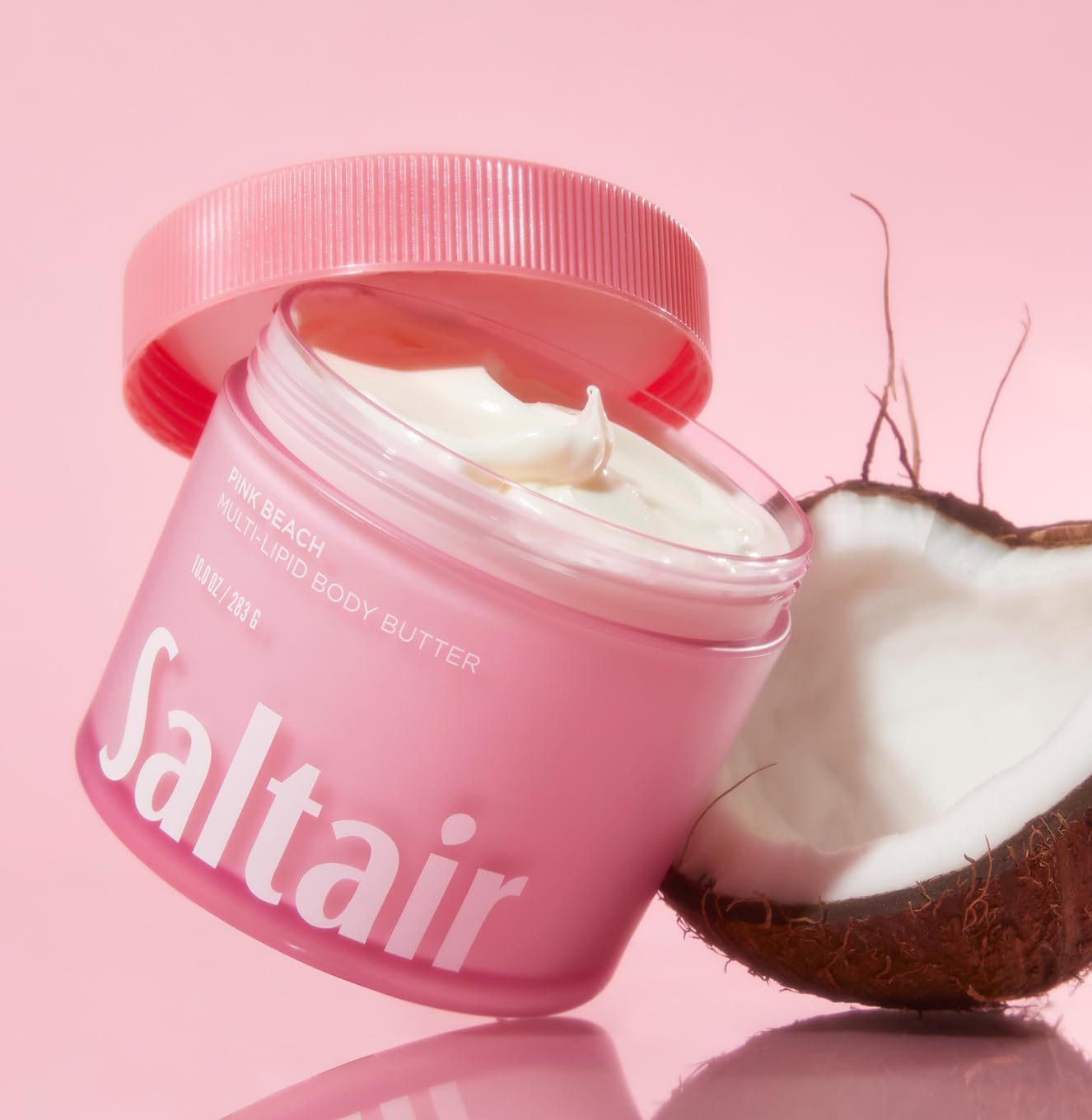 Saltair Pink Beach scent notes highlight tropical coconut and vanilla.