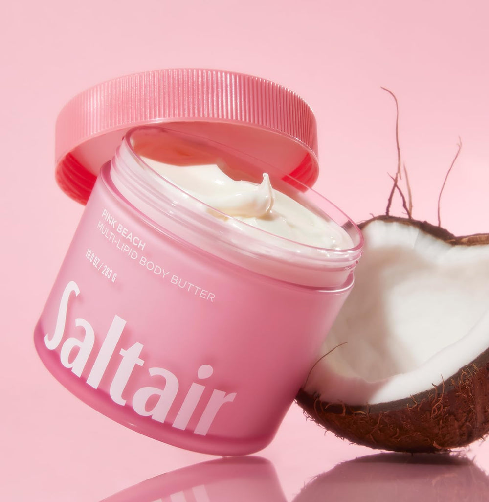 Saltair Pink Beach scent notes highlight tropical coconut and vanilla.
