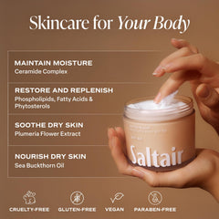 Saltair Santal Bloom application on arm demonstrates fast-absorbing finish.