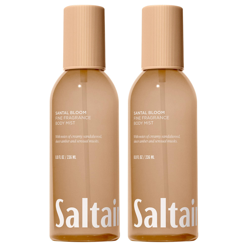 Saltair Santal Bloom bottle front, premium packaging for daily fragrance.
