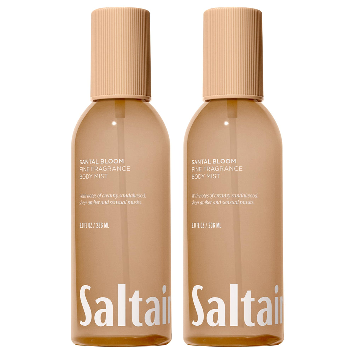 Saltair Santal Bloom bottle front, premium packaging for daily fragrance.