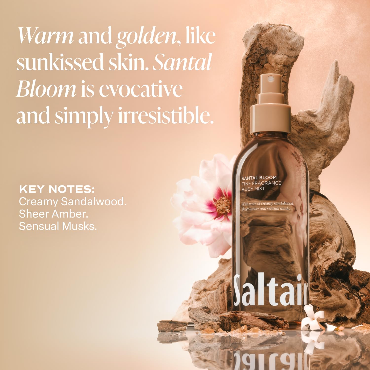 Saltair Santal Bloom close-up showing creamy sandalwood notes.