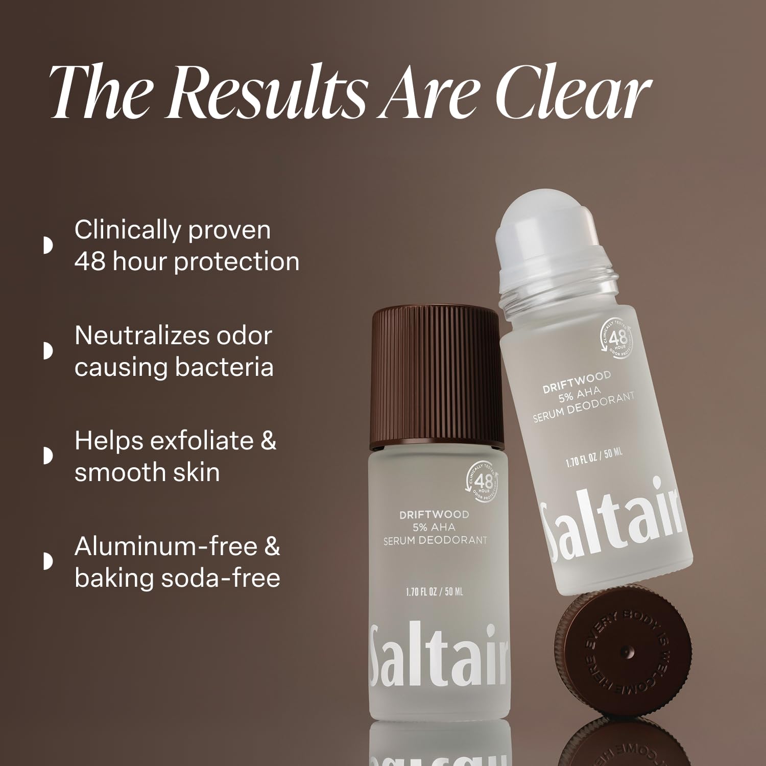 Saltair Serum Deodorant being applied to underarm for smooth, even-toned skin.