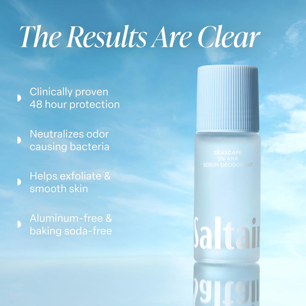 Saltair Serum Deodorant Seascape roll-on for quick, smooth application.