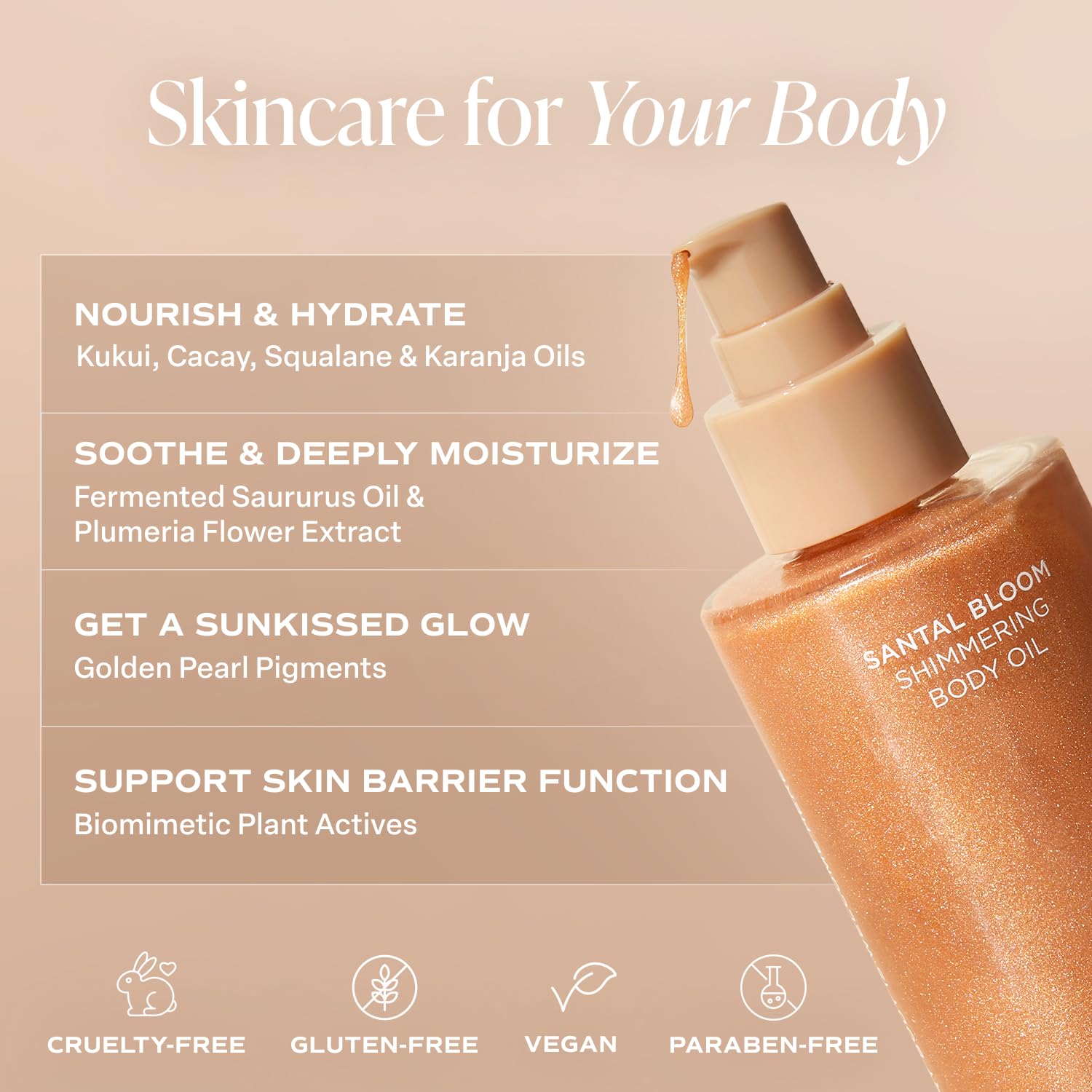 Saltair moisturizing oil texture demonstrates easy absorption for silky, non-greasy skin after shower.