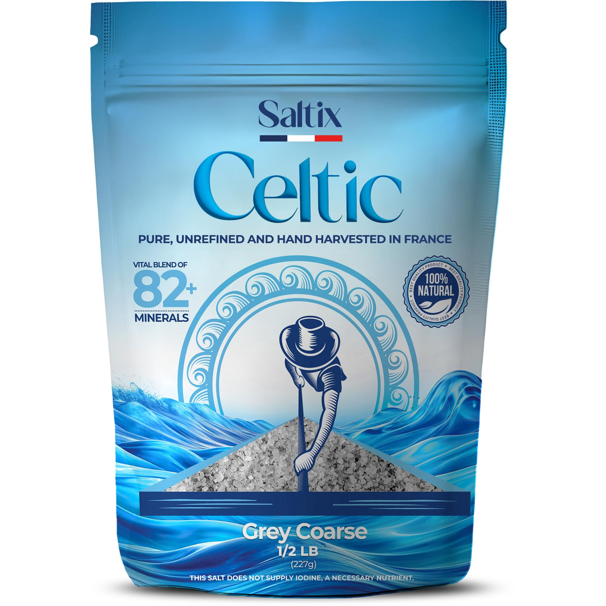 Saltix Grey coarse sea salt packaging shows authentic French origin for premium flavor.