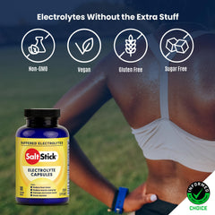 SaltStick electrolyte capsules while running for steady electrolyte intake.