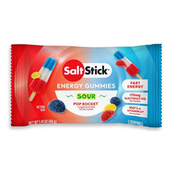 SaltStick Energy Gummies Sour Pop Rocket opened pack showing multiple servings