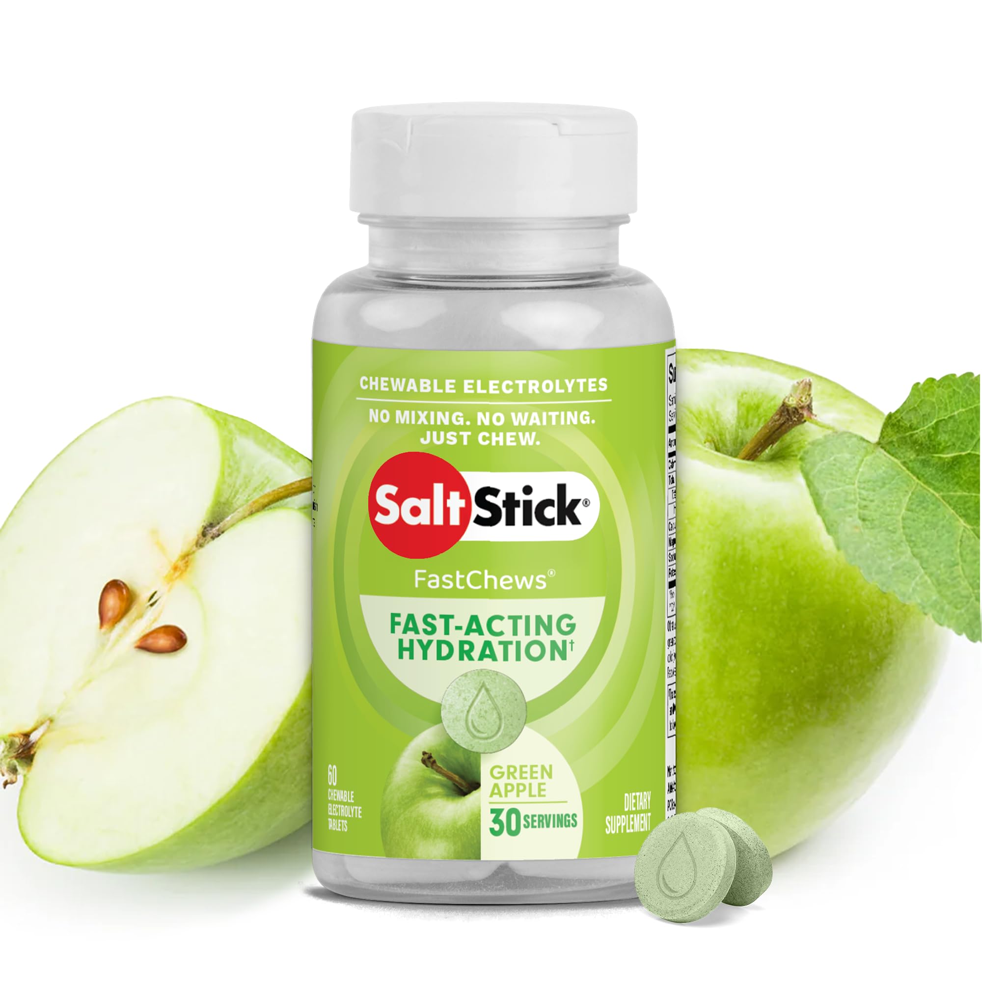 SaltStick FastChews green apple packaging for quick hydration.