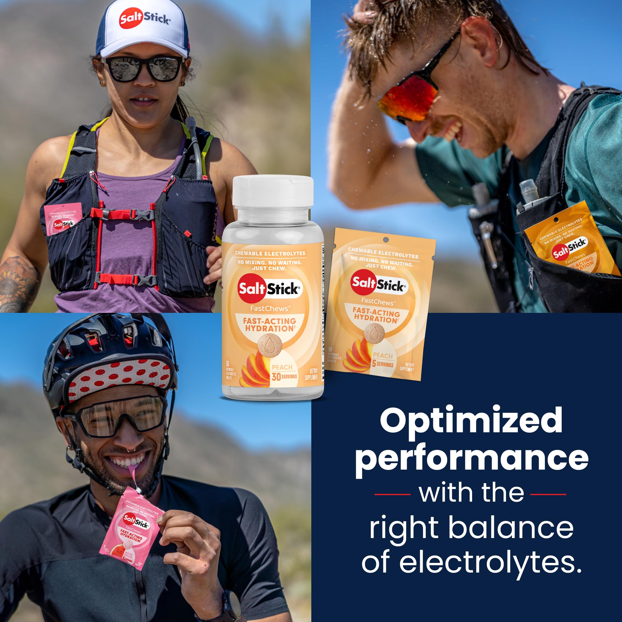 SaltStick peach flavor illustration inviting refreshing taste during exercise.