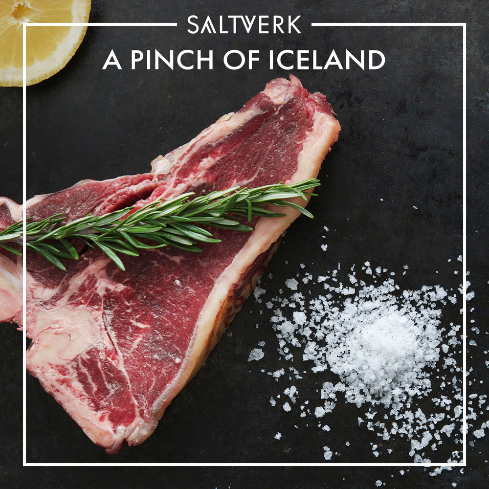 Saltverk crystal sea salt flakes, finishing touch for texture and flavor.