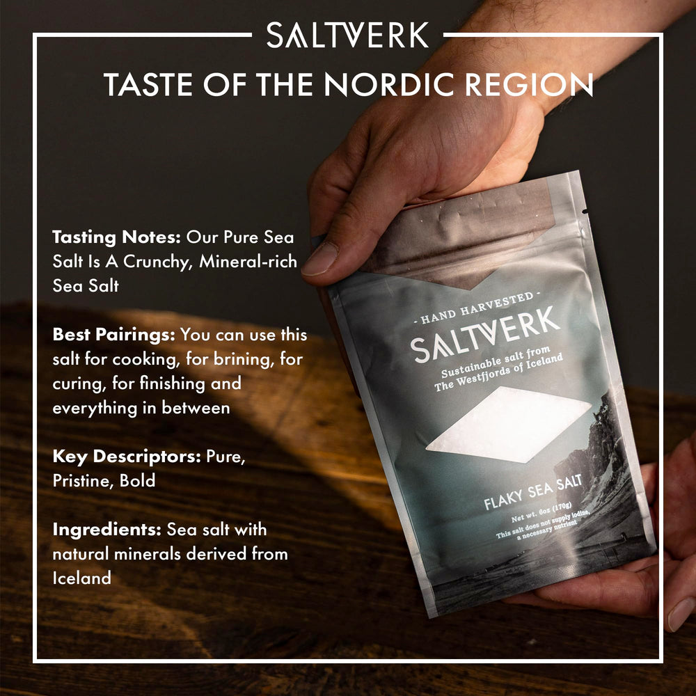 Saltverk hand-harvested sea salt crystals, great for seasoning and brining.