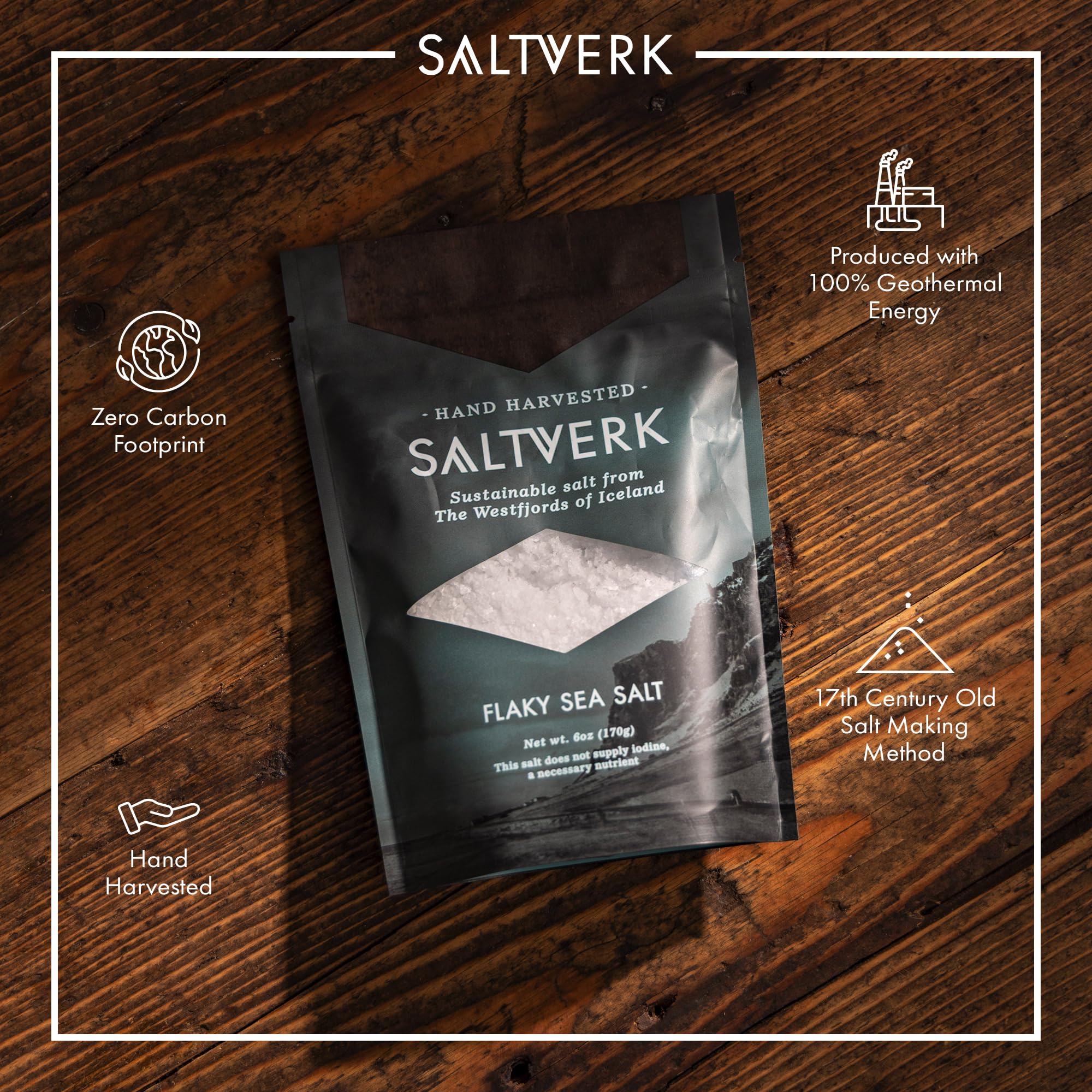 Saltverk icelandic sea salt, sustainable production for gourmet cooking.