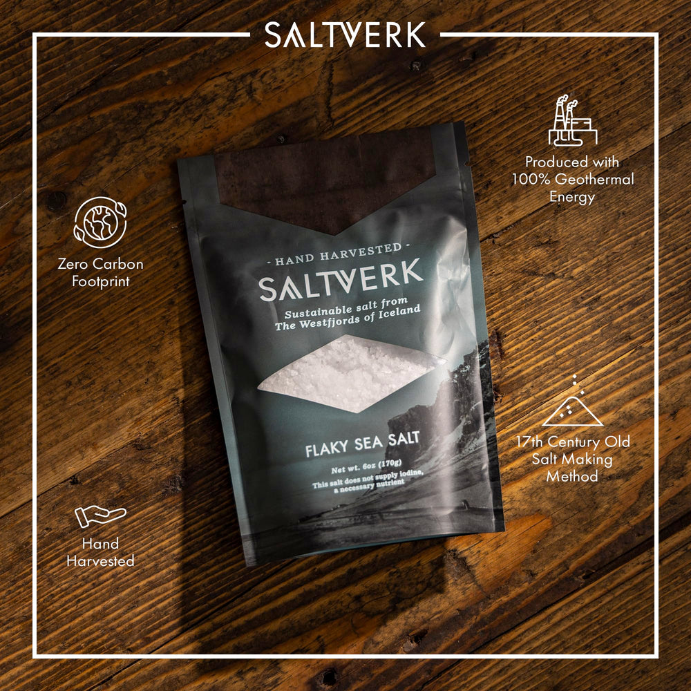 Saltverk icelandic sea salt, sustainable production for gourmet cooking.