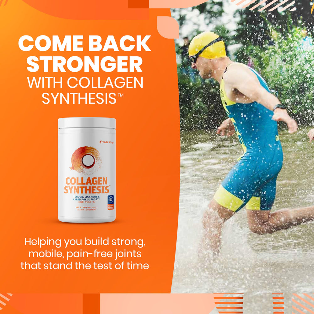 SaltWrap Collagen Synthesis Fortigel and Tendoforte peptides for targeted tissue support.