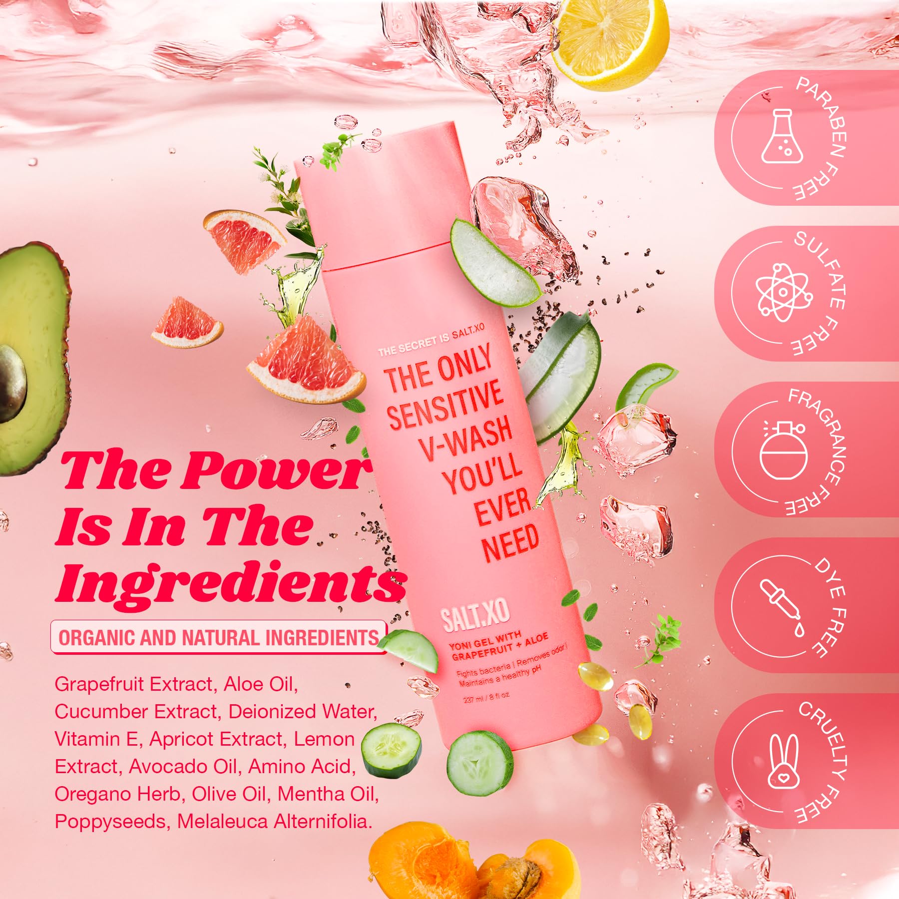 Salt.xo Grapefruit gel texture image demonstrates moisturizing consistency.