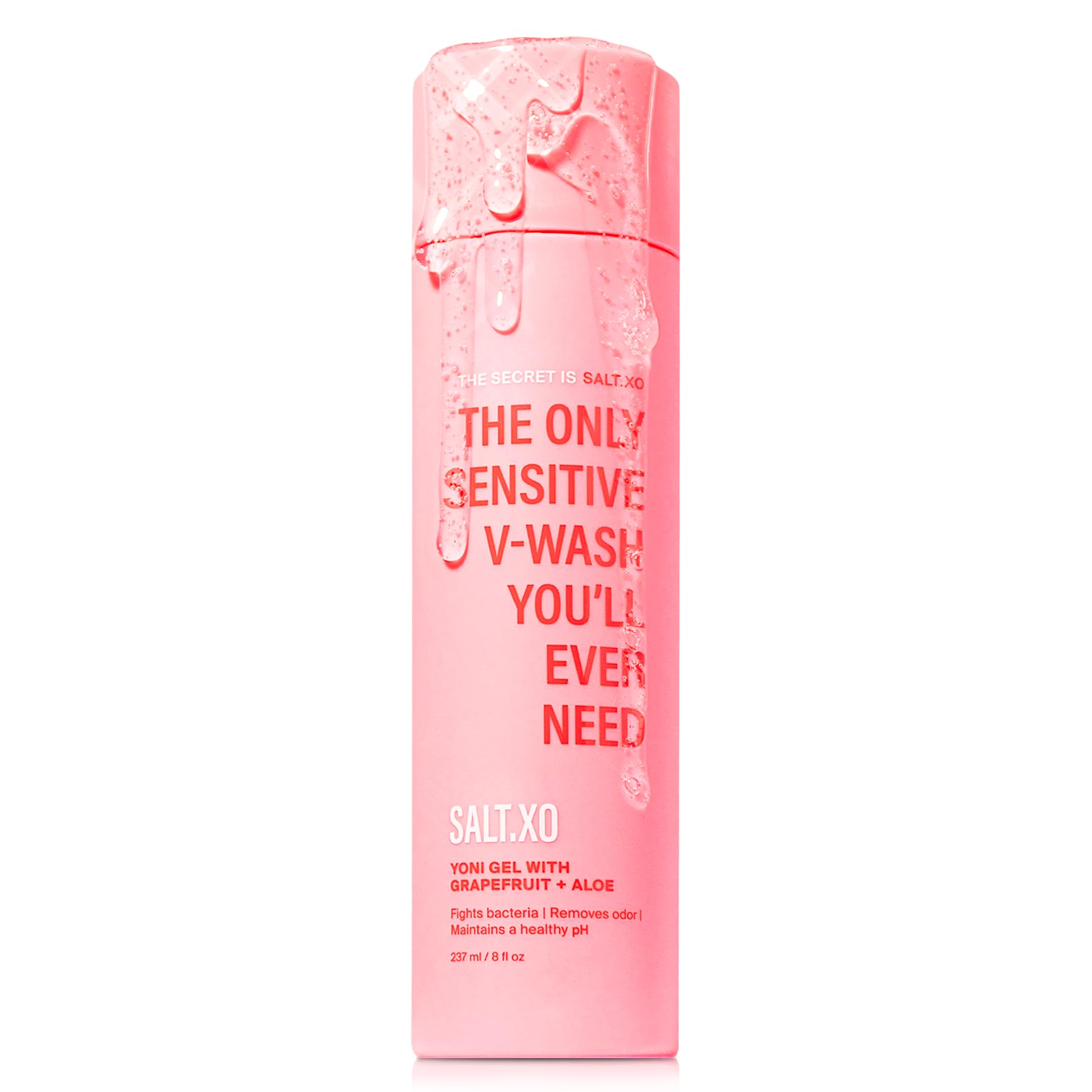 Salt.xo Grapefruit ingredients panel highlights clean, paraben-free and sulfate-free formula.