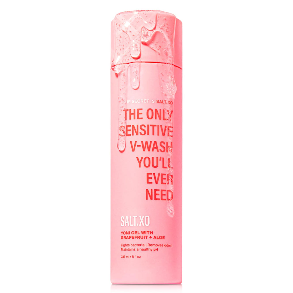 Salt.xo Grapefruit ingredients panel highlights clean, paraben-free and sulfate-free formula.