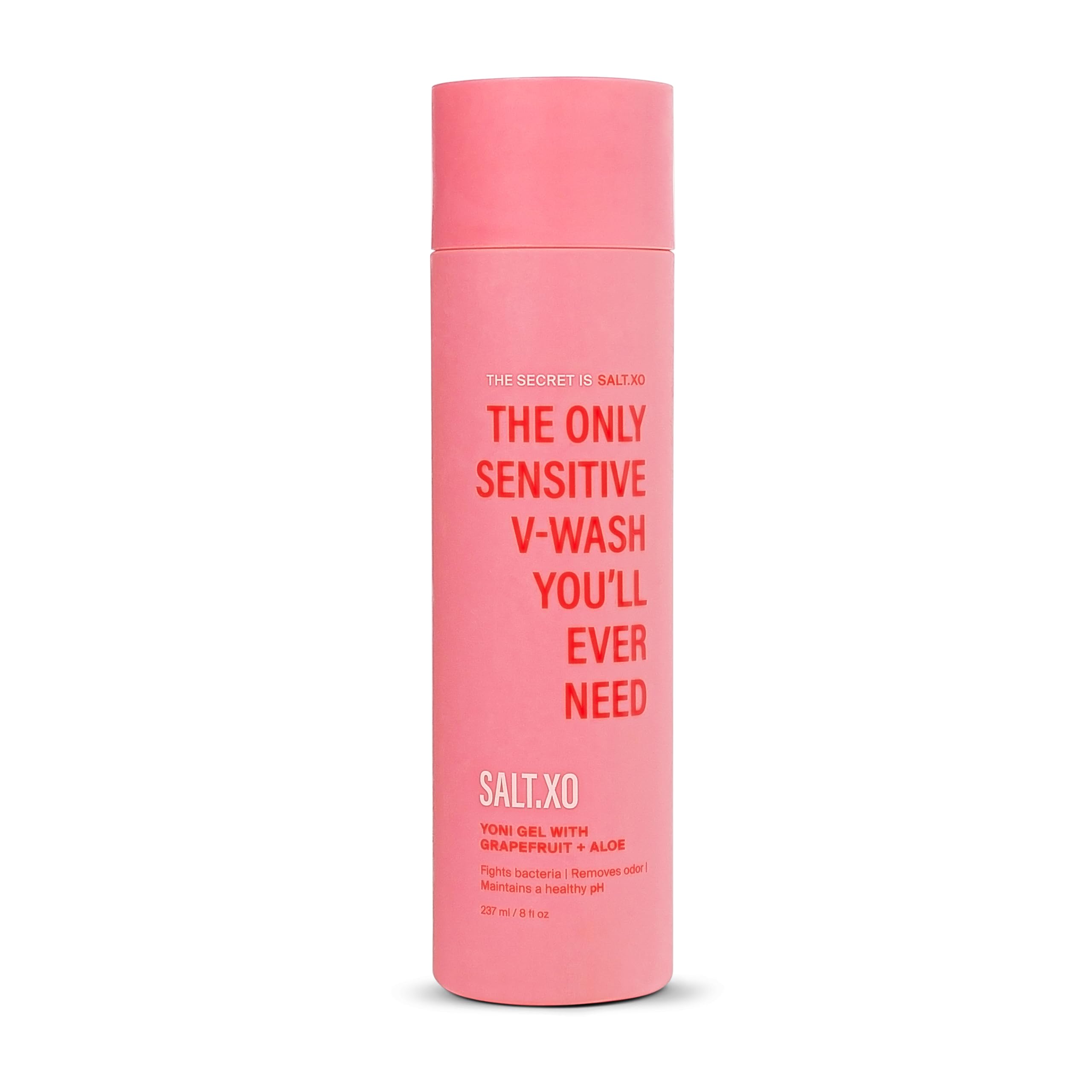 Salt.xo Grapefruit Sensitive Yoni Gel Wash bottle for daily gentle intimate cleansing.