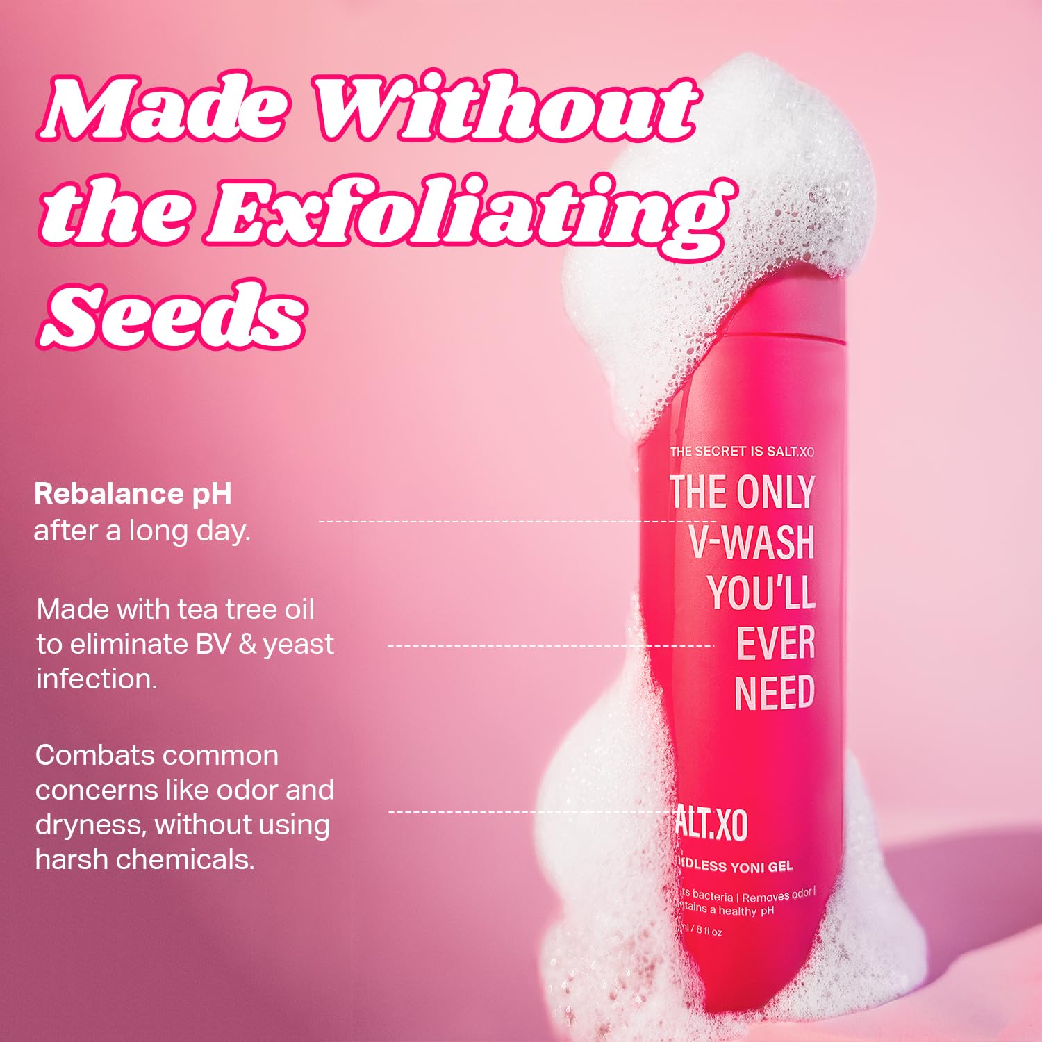 saltxo Seedless Yoni Wash hydrates intimate skin after cleansing