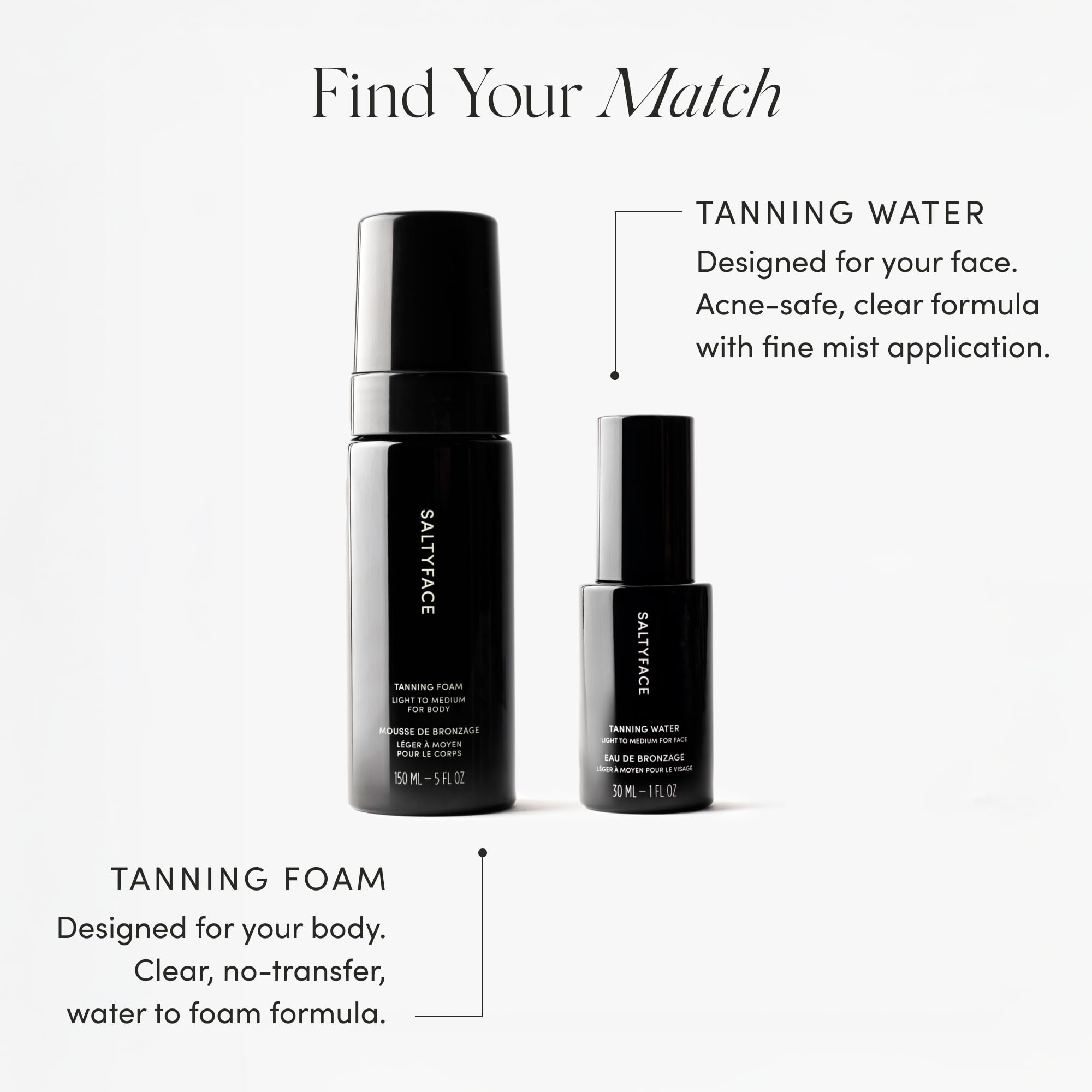 AM and PM routines featuring SALTYFACE Tanning Water for easy integration.