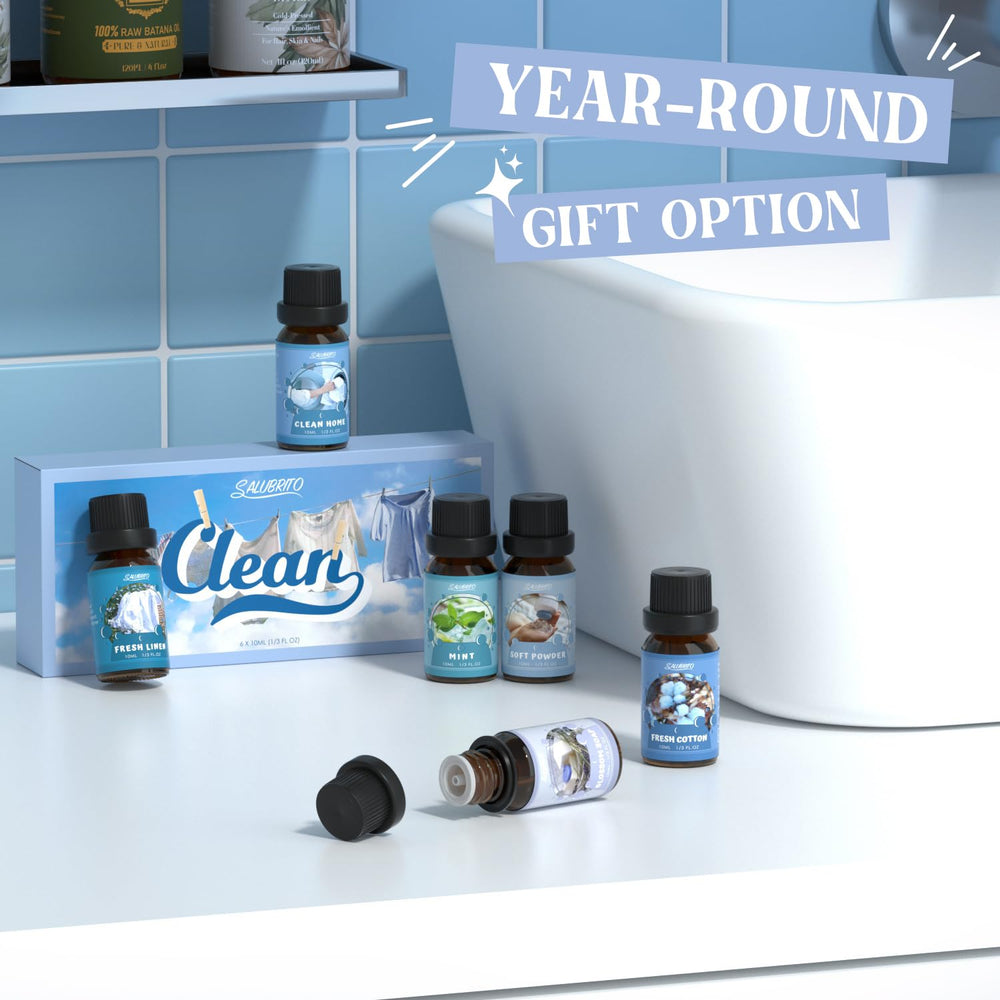 Salubrito Clean Fragrance Oils Set gift box provides a thoughtful fragrance gift.