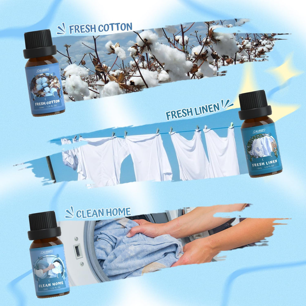 Salubrito Clean Fragrance Oils Set soft powder adds cozy, clean fragrance to any room.