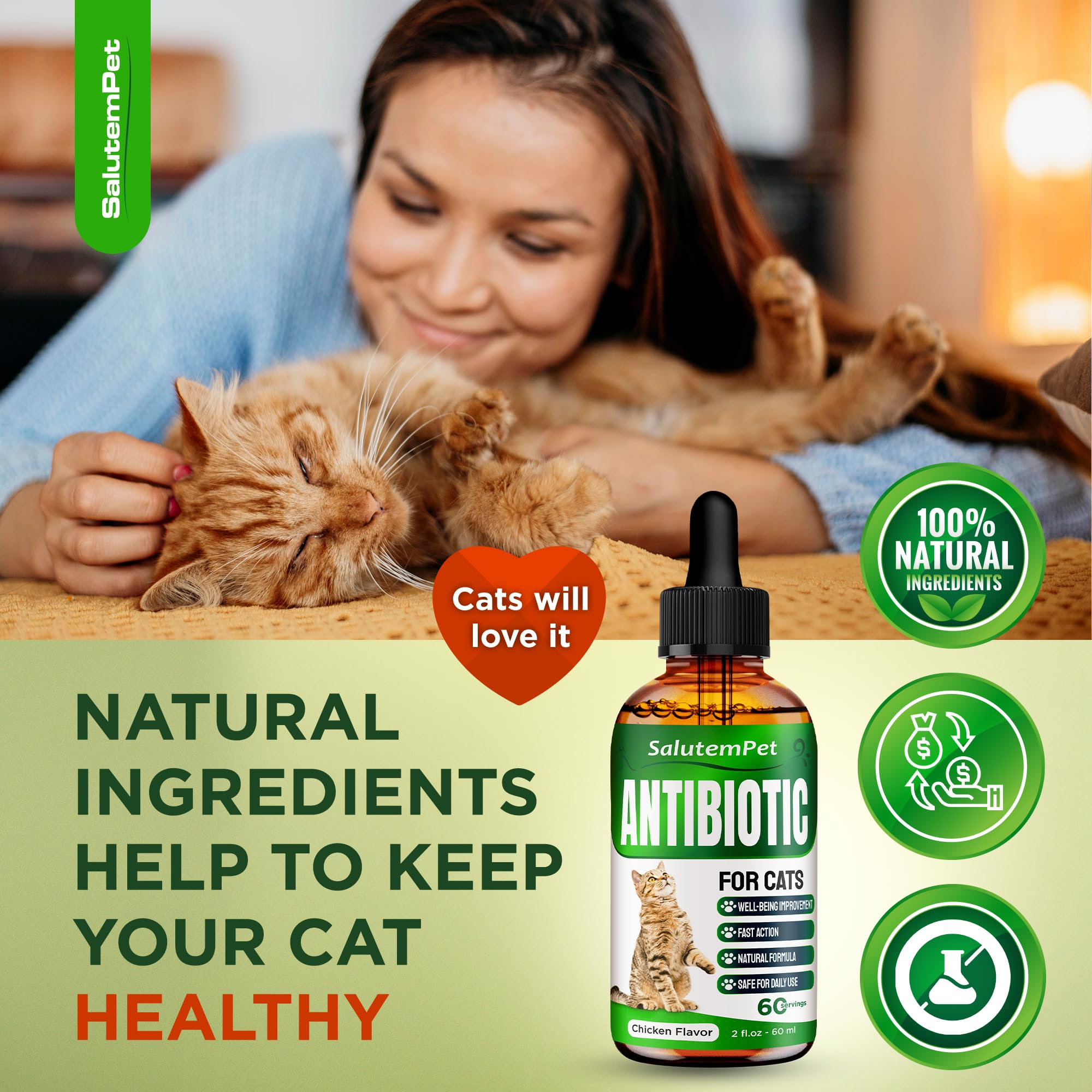 SalutemPet antibiotic liquid packaging with lab-tested seal