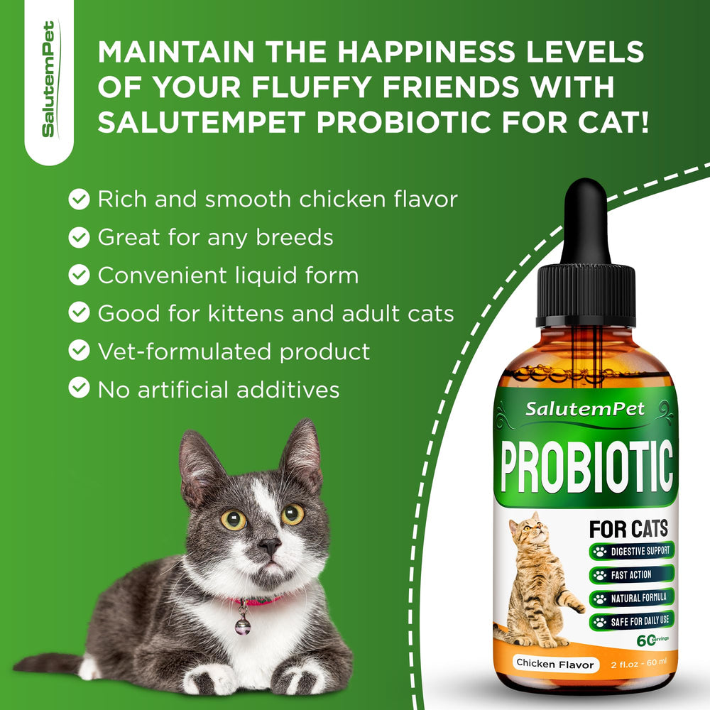 SalutemPet probiotics aiding colic comfort in cats.
