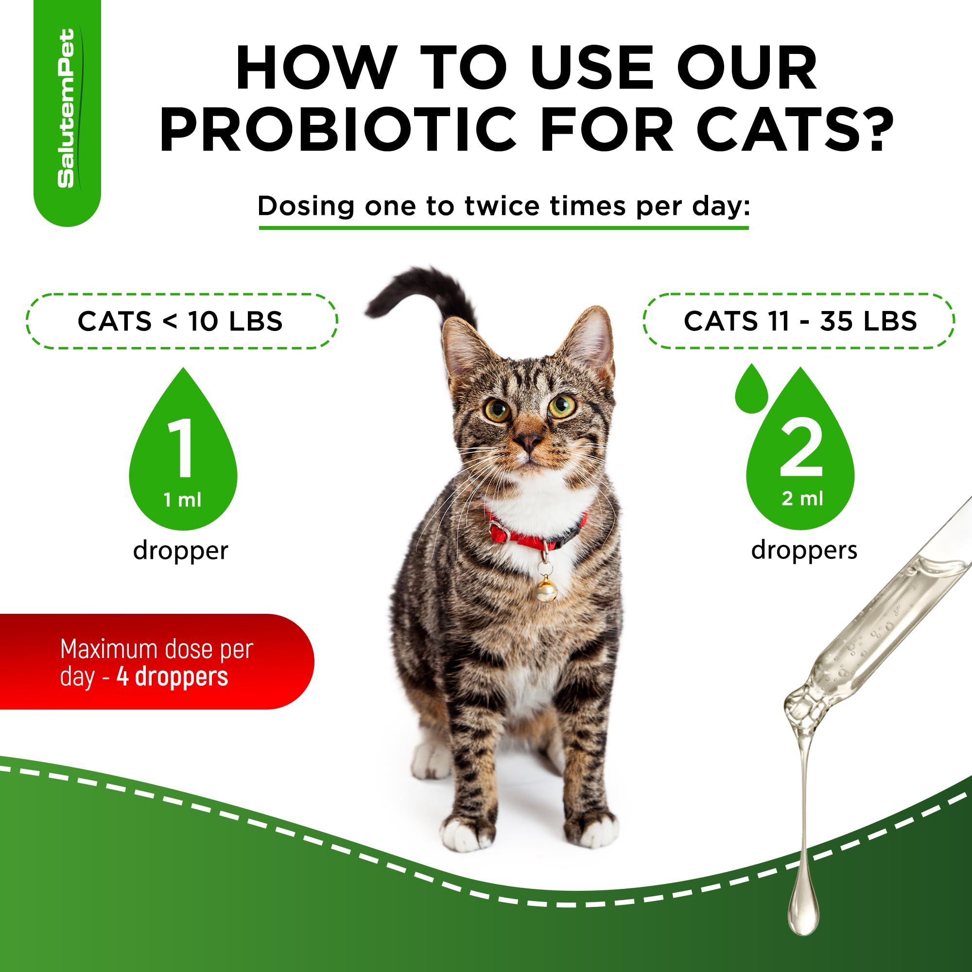 SalutemPet cat probiotics for occasional diarrhea support.