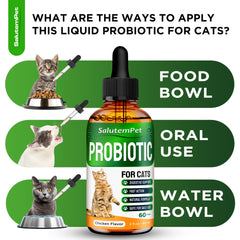 SalutemPet probiotics for indoor cats on a shelf-ready bottle.