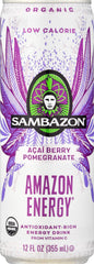 Sambazon Acai Berry Pomegranate energy drink can for sustained energy during workouts