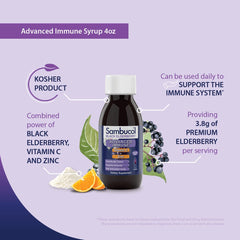 Close-up of Sambucol gluten-free label with premium elderberries.