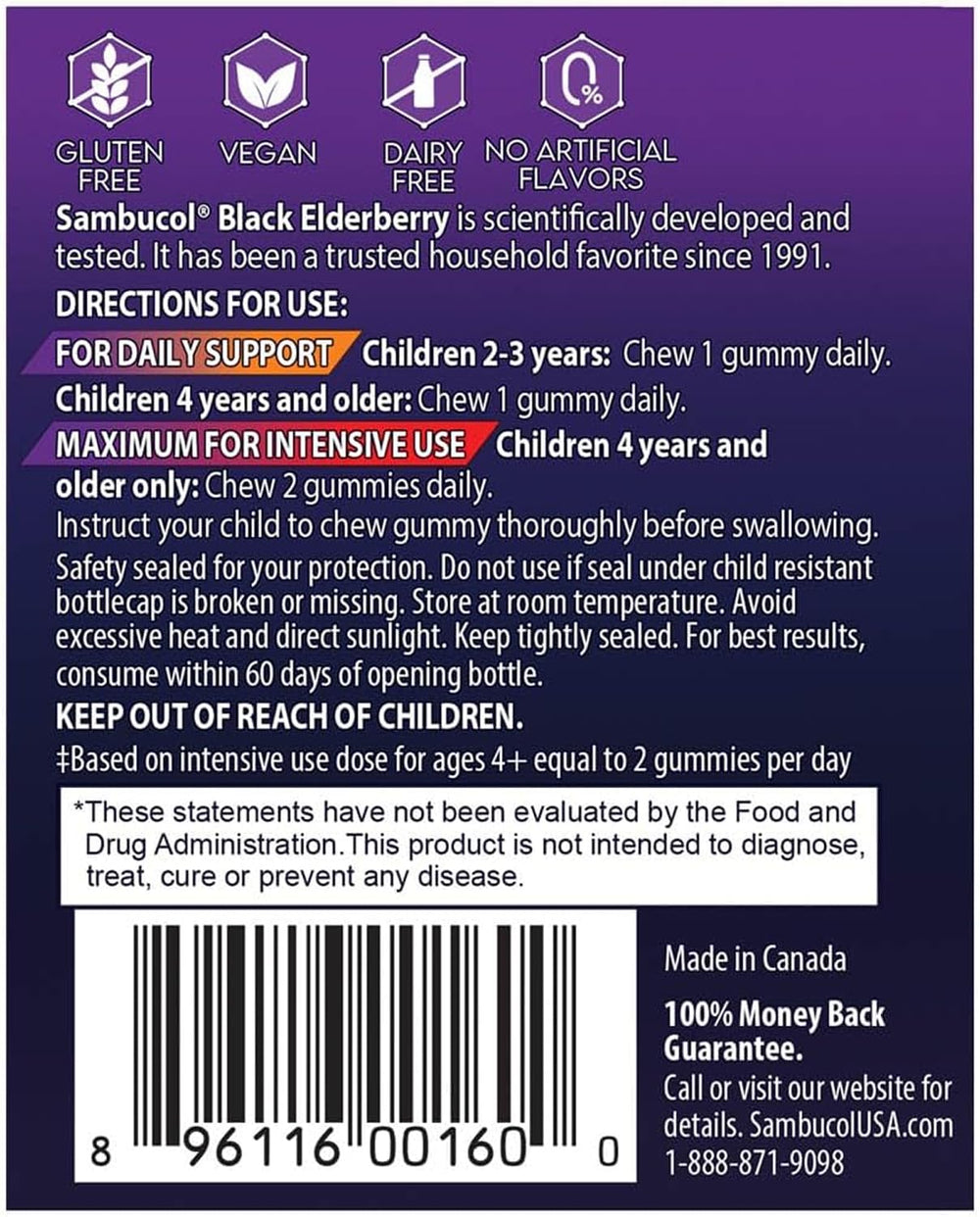Sambucol Kids vegan-friendly badge on the box