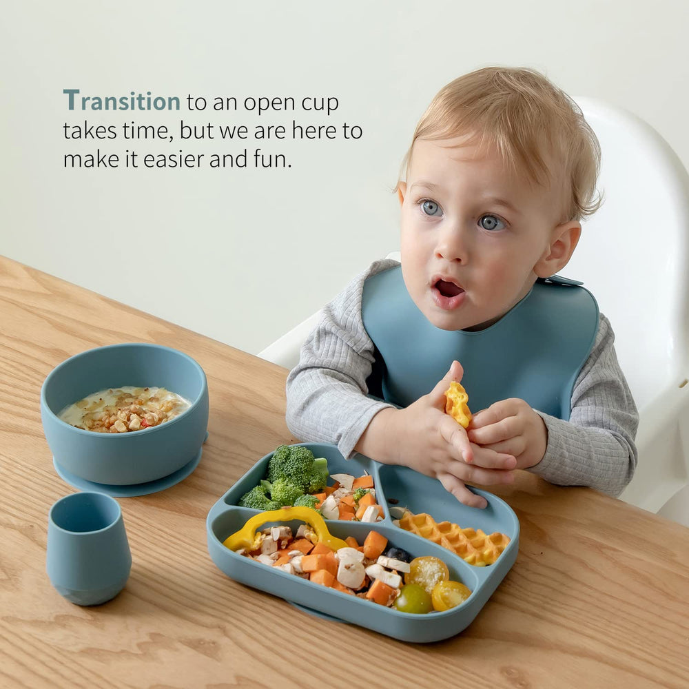 SAMiGO bpa-free-tapered-opening-cup is gentle on gums during early chewing.