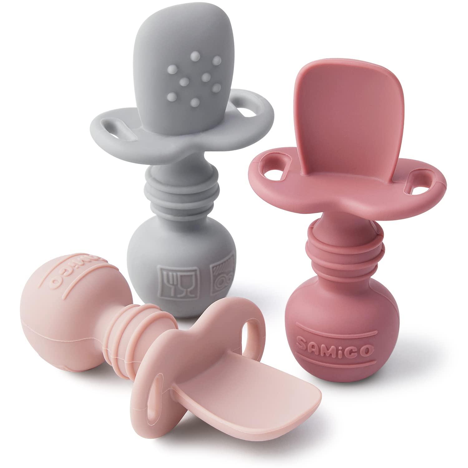 SAMiGO silicone baby spoons full set 3-pack ideal for early self-feeding