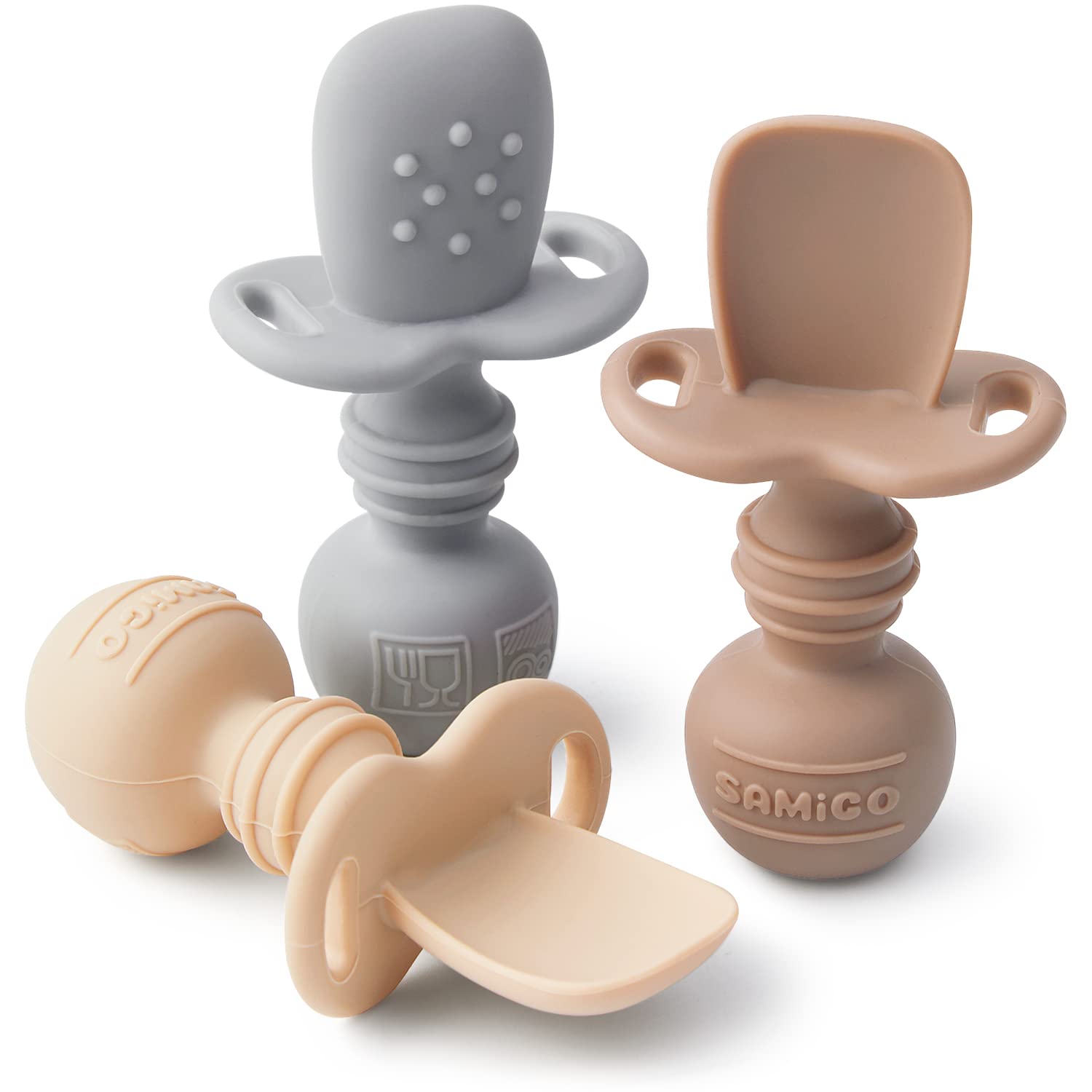 SAMiGO silicone baby spoons 3-pack for easy self-feeding