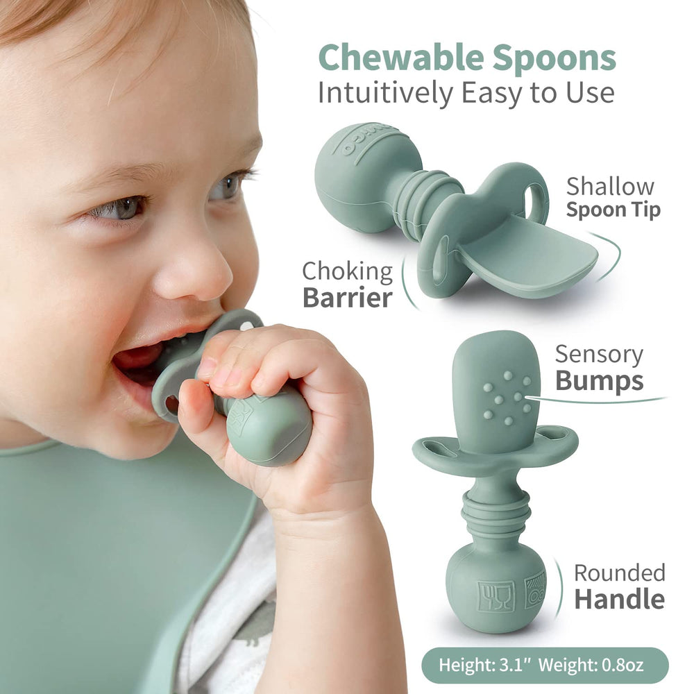 SAMiGO spoons textured handle closeup supports grippy learning and self-feeding