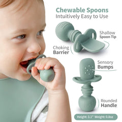 SAMiGO spoons textured handle closeup supports grippy learning and self-feeding