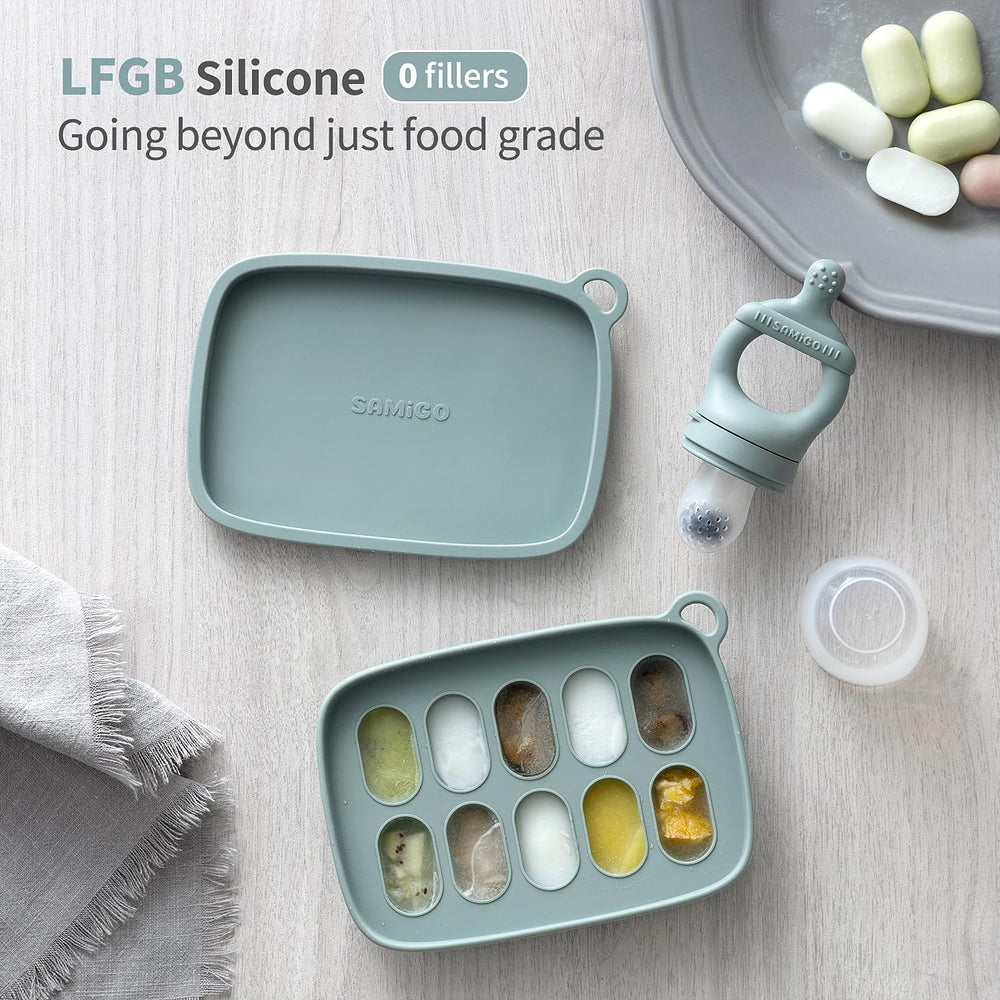 SAMiGO silicone fruit teether offers soothing gums during snacks.