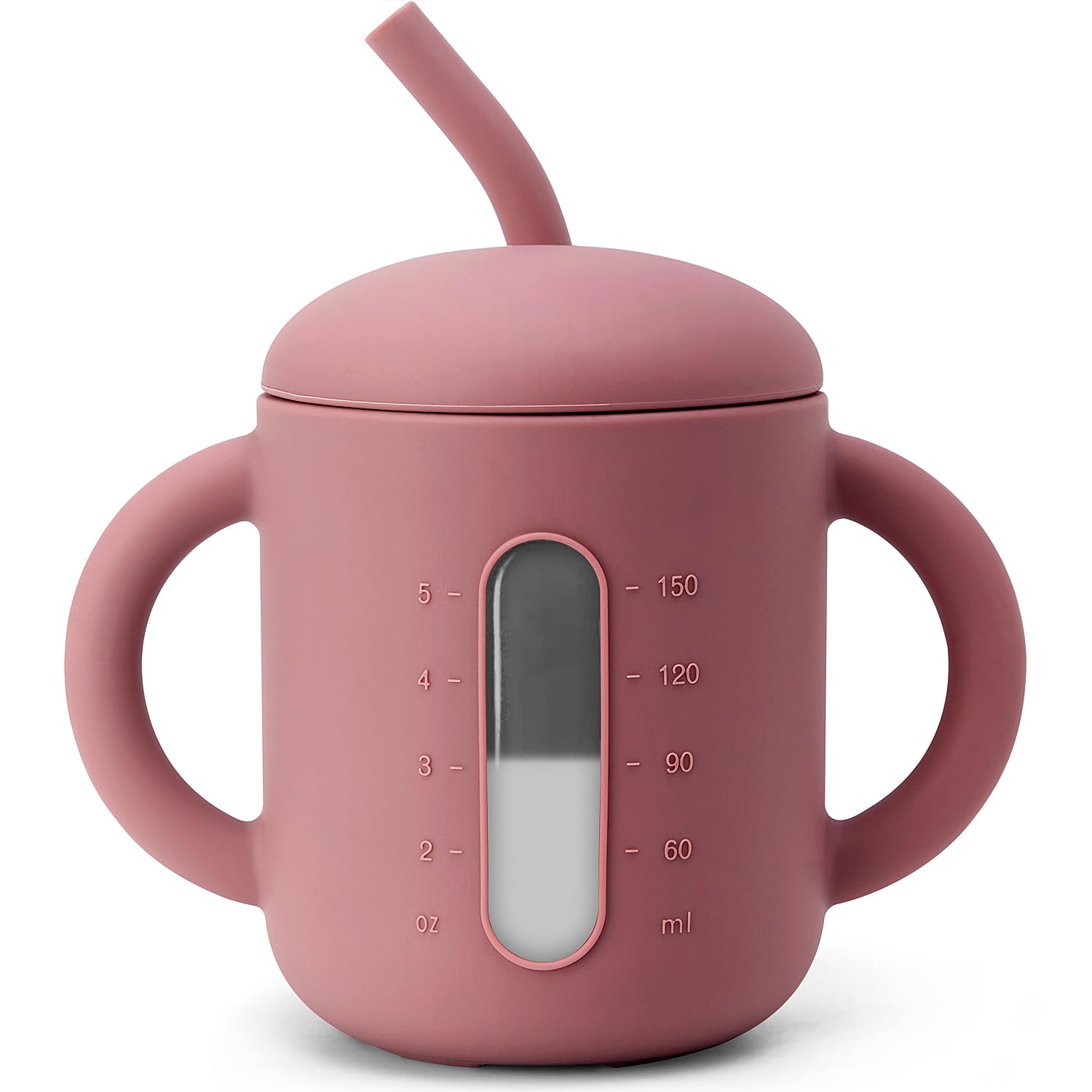 SAMiGO silicone sippy cup with firmer lid reducing spills during feeding