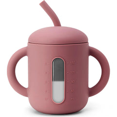 SAMiGO silicone sippy cup with firmer lid reducing spills during feeding