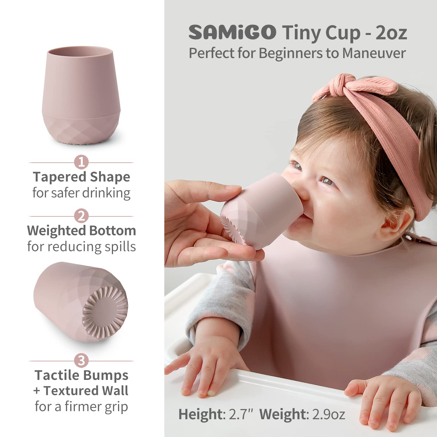 SAMiGO silicone-training-cup with 2oz capacity for precise small sips