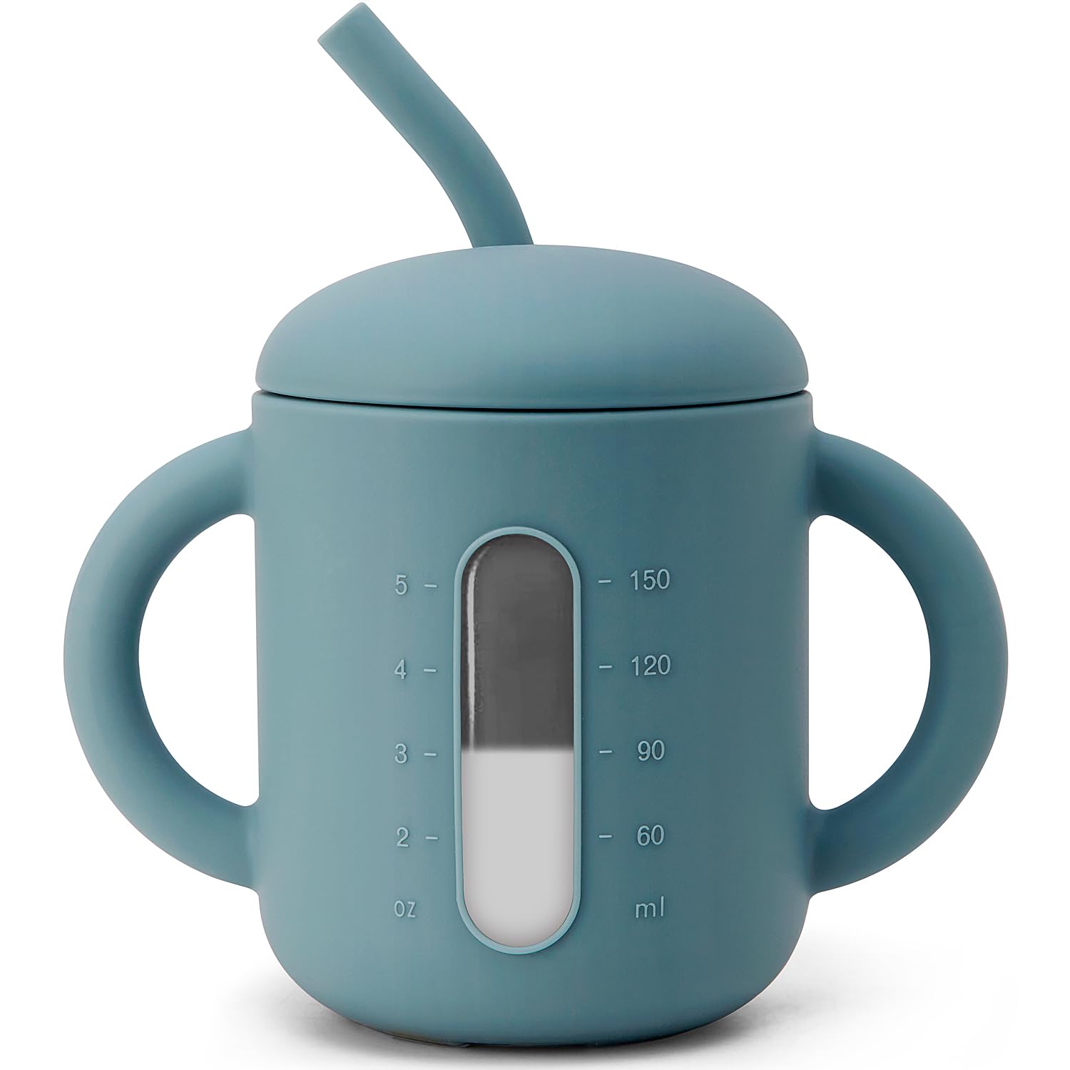 SAMiGO silicone sippy cup with firmer lid and clear window for easy transitions