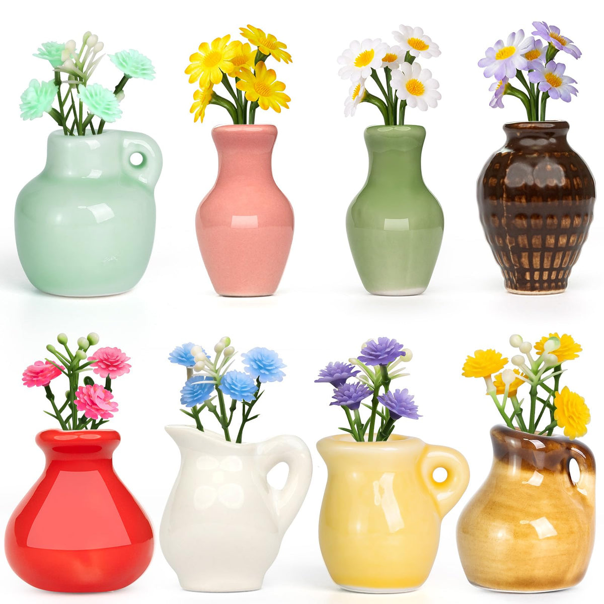 Samlior mini ceramic vase fridge magnet with yellow glaze adds bright fridge decor.