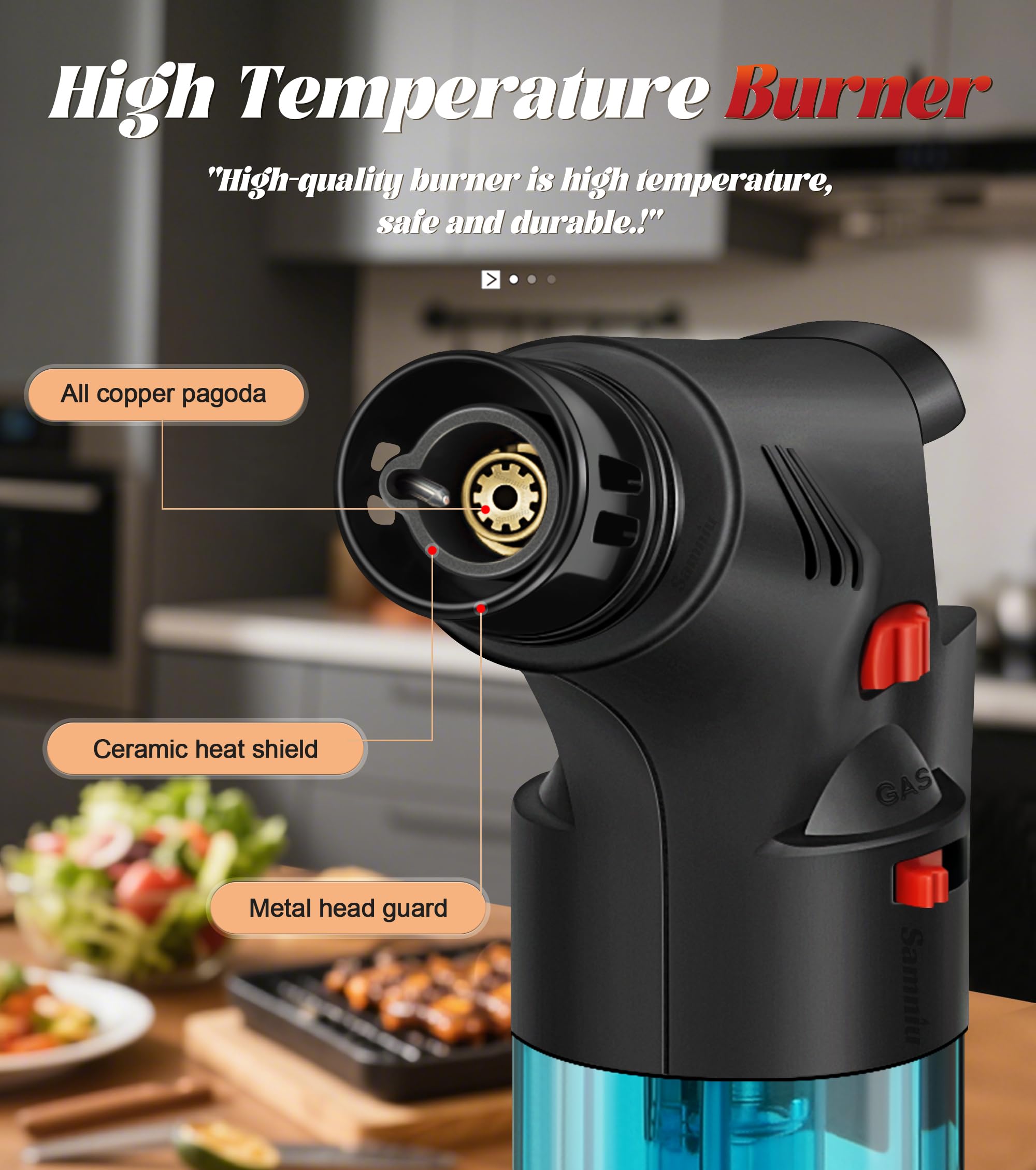 Samniu safety lock feature prevents accidental ignition during storage.