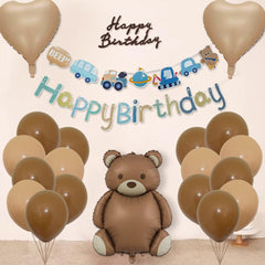 SAMOKA 35-inch bear balloon inflated as party centerpiece backdrop