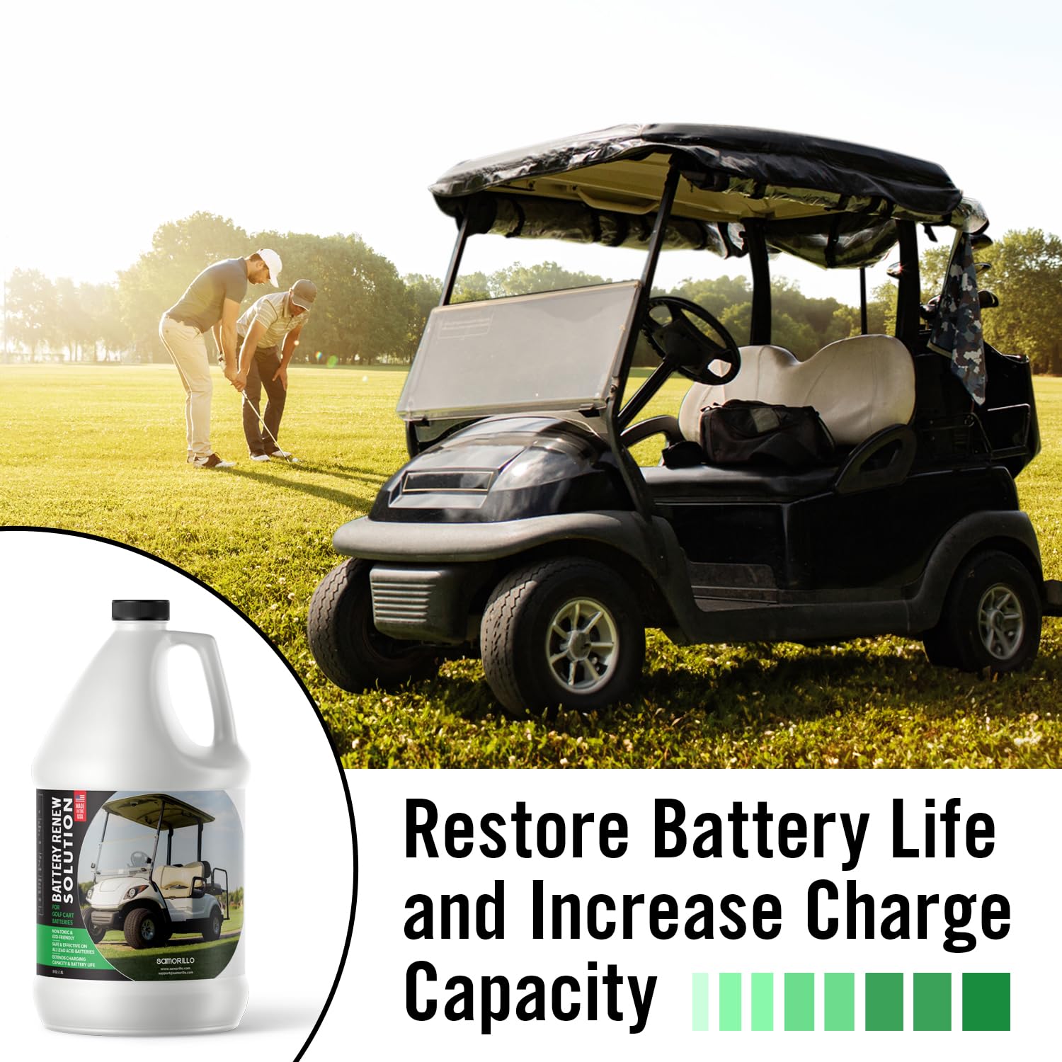 Pouring Samorillo Battery Renew into a battery cell to reduce sulfation and restore power.
