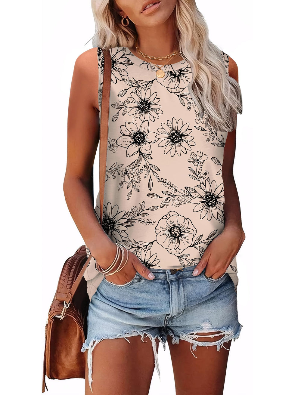 Sampeel floral apricot blouse suitable for work and weekends