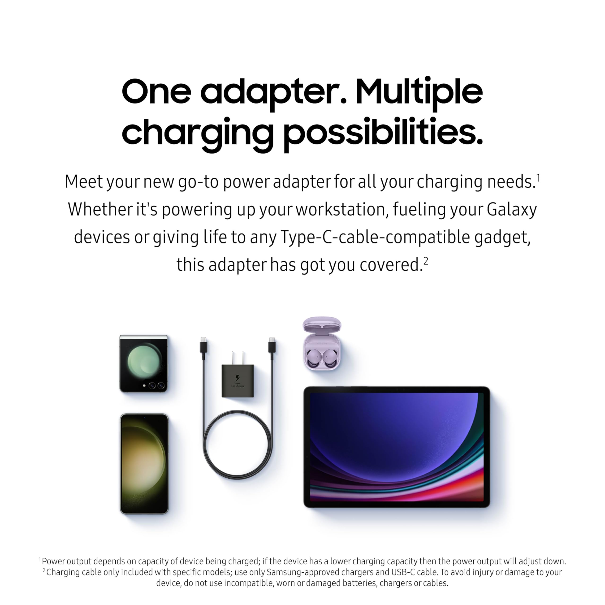 Samsung 25W wall charger uses recycled content for sustainability.